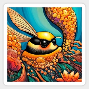 Buzz the Colorful and Psychedelic Bumblebee Sticker